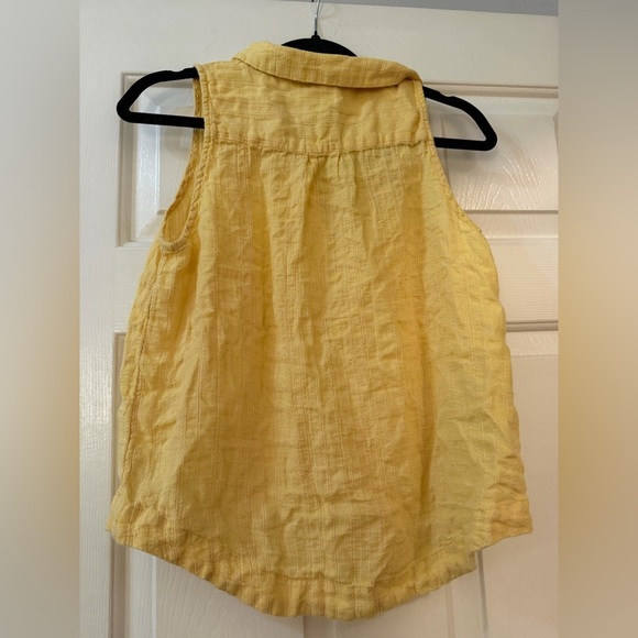 Maeve Anthropologie Blouse Women Size 12 Yellow Button Up Linen Blend - Picture 2 of 3